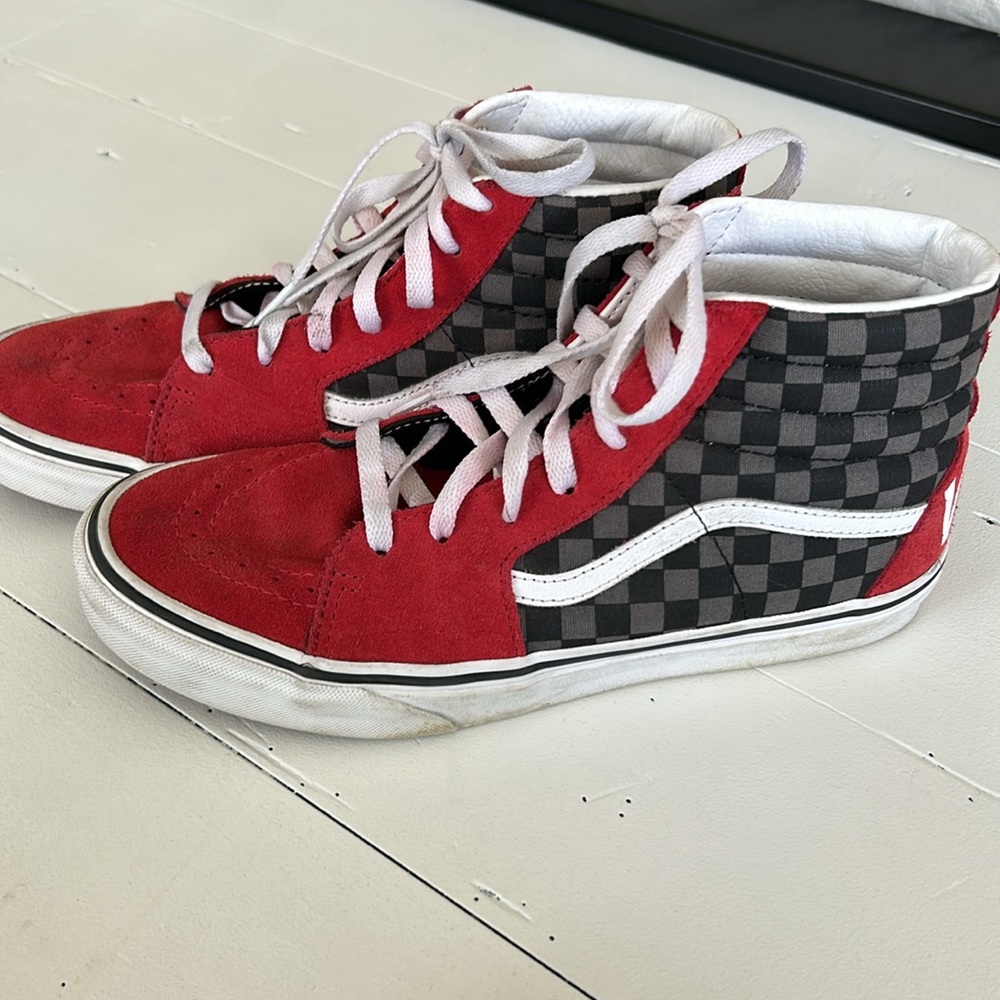 Vans Red high-top checkered sneakers Size 7 (Women’s)
